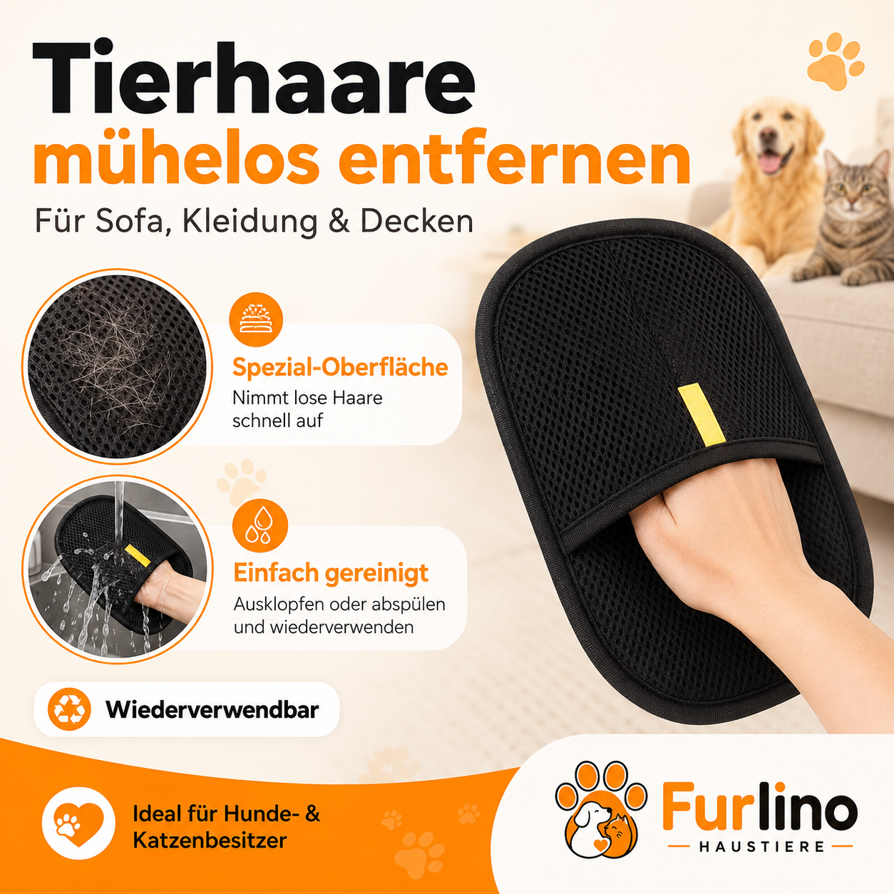 tierhaar handschuh fressnapf Fellfrei Handschuh — Tierhaar Entferner Handschuh für Hunde- & Katzenhaare